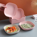 Square Wheat Fiber Saucer Plate Deep Dishes with Base Holder Fruit Salad Appetizer Dessert Unbreakable Dishware Tableware. 