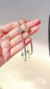 Adjustable Lara celet white plated and gold plated