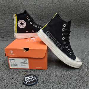 OBRAL SEPATU SNEAKERS PRIA CV 70S HIGH X GRTX HITAM PUTIH SOL GLOSSY 38-43 SEPATU HITAM MURAH