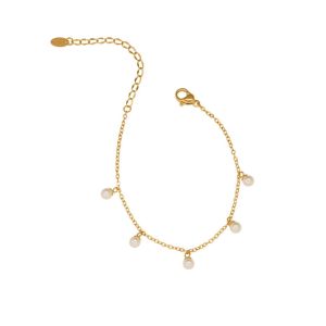Pearl Taseel Chain Bracelet • 18K Gold Plated Waterproof Non-Fade • 316L Stainless Titanium Steel Fashion Bangle For Women Girl Gift BR448