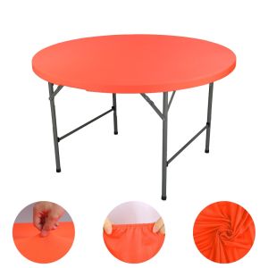OLOPYN Solid Color Round Table Cover Elastic Diameter 48/60in Picnic Table Cloth Dining Table Decor Washable Table Protector Wedding