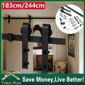 2.44/1.83M Rel Pintu Geser Sleding Barn Door Pintu Geser Industrial / Set barn door untuk Rel Geser Pintu Kayu Gudang lebar pintu / Rel Pintu Geser Door Track sliding door Hardware Rel Pintu Sleding untuk ukuran pintu. 