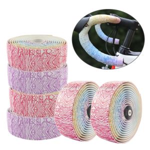 OOG Two Rolls Ice Cracks Cycling Handlebar Tape Gradient Color with Handle Blocking Handle Bar Tapes Cycling Wrap Colorful Wrap Handle Tape Cycling