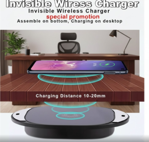 [SG Stock] Invisible Wireless Charger | 20mm Long Distance Under-Desk Charging | Hidden Qi Charger for Wood Glass Marble Table | Tidy Desk Setup
