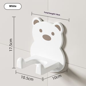 Annies Sphere Cute Bear Wall-Mounted Hair Dryer Holder Modern Bathroom Storage Organizer