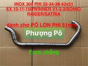⚡️FREESHIP⚡️ Cổ pô Tăng from nhỗng inox 304 phi 32-34-38-42x51x1.5li cho EX 10-11-150-WINNER V1 2 3-SONIC-RAIDER-SATRIA