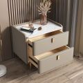 Bed Side Table Simple Modern Nordic Solid Wood Stone Plate Light Luxury Bedroom Storage Cabinet Grade Simple Solid Wood High-End Storage Cabinet Bed Fiobobo    床头柜. 
