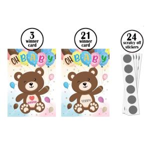 Baby Shower 24 Raffle Game for Girl Boys Scratch Off Scratcing 3 Winners 21 Loser Designs Activity