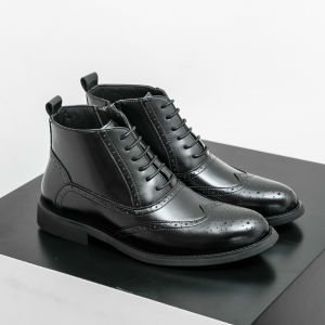 Boots lelaki perkahwinan Lace up Brogue Classics Ankle pendek Vintage parti Retro kulit boots