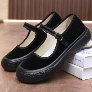 WomenS Thick-Soled Work Shoes Lightweight Soft-Soled Black Cloth Shoes For Work Hotel Etiquette Dance Shoes Mom Shoes