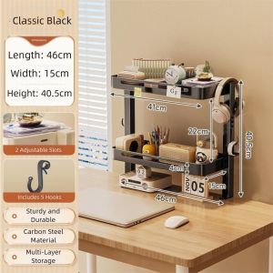LUMIQLO Thép carbon Kệ để bàn 2 tầng Đa chức năng Giá đỡ bàn Giá để đồ Chịu tải cao Giá sách nhiều tầng Bàn làm việc văn phòng