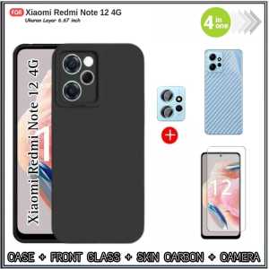 Paket 4in1 Case Redmi Note 12 4G 12 TURBO 10 5G 10T 5G 10 PRO 5G + Tempered Glass + Garskin + Camera