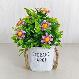 Wolf.id PBP165 Pot Bunga Daisy Plastik Ornamen Hias Ruangan Rumah Tanaman Artificial Flower BISA COD