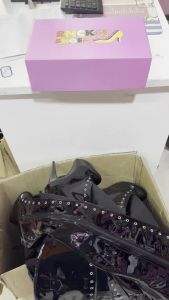 7inch-17cm Black Solid Color High Top Lace-Up PU Boots Super High Heel Fashion Design Spring Banquets Other Occasions Height