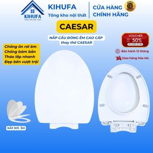 Nắp bồn cầu Đóng Êm thay thế chuẩn đẹp cầu CAESAR cầu 1 khối nắp bàn cầu Rơi Êm Trắng Cao Cấp Chống Bám Bẩn N36CA
