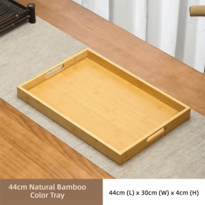 YESMILE Rectangular Bamboo Wooden Tray With Handle Walnut Color Serving Tray Decorate Tray Food Storage Trays Home