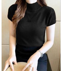 KOLEO - Atasan Rajut Wanita Terbaru Turtleneck / Kerah Tinggi Lengan Pendek Andira