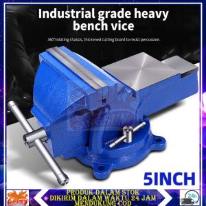 【Ready Stok】Catok Paron Ragum Bench Vice 125mm Tanggem Meja Putar Bais Besi 5 Inci Vise Penahan Penjepit Pemutar 360 Derajat