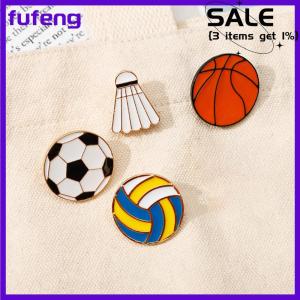 fufeng Trendy Brooches Pins Men Basketball Badminton Table Tennis Volleyball Rugby Badge Metal Buckle Women Denim Jewelry