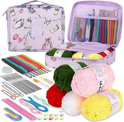 59Pcs/Set Crochet Kit Full Set DIY Beginner Knitting Weaving Tools Accessories Yarn Wools Handmade Crafts Sewing With Storage Bag