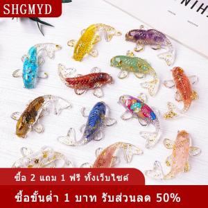 [COD] SHGMYD หินคริสตัลกรวดนำโชครูปปั้นปลา KOI เรซิ่นขนาดเล็กควอตซ์แฟนซีรูปปั้นปลาคาร์พตกแต่งบ้านของขวัญประดับโต๊ะ