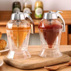 OHHDEER Transparent No Drip Honey Plastic Dispenser Syrup Sauce Dispenser with Top Lid Honey Condiments