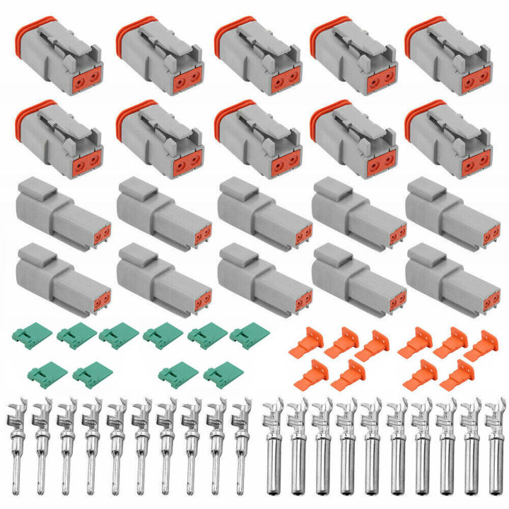 2Way 10 Sets Connector Pin Plug Electrical Male/Female Waterproof ...