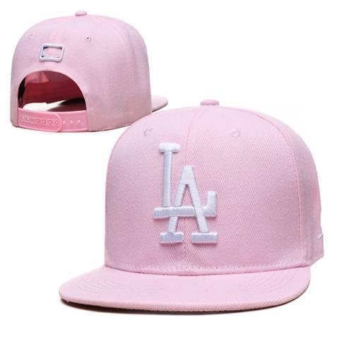 🎩🎩 La Logo Pink Baseball Hat Male And Female Cute Flat-Brimmed