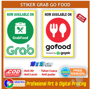Stiker Grab food go food identitas jual makanan online sticker restoran gerobak