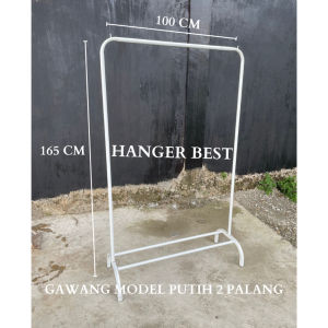 Gawang Baju Verona Pipa Bulat Stand Hanger Baju Gawangan 2 PALANGAN Rak Display Pakaian Gawang Baju Putih