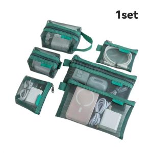 NOBLELYN 6pcs Set Nylon Transparent Storage Bag Breathable Square Mini Zipper Coin Purse Fashion Lightweight Mesh Storage Pouch Travel Storage