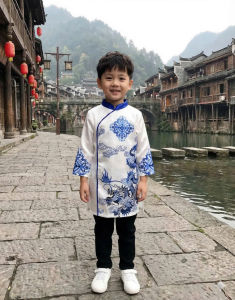 áo dài Bé trai và bé gái. Chất liệu. gấm thương hải Lưu ý áo chưa kèm quần.