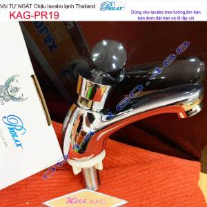Vòi lavabo tự ngắt Prolax Thailand KAG-PR19 thân lớn Vòi bán tự động (nước lạnh) chậu lavabo ấn tay nhấn hơi tiết kiệm xả mạnh đóng nước sau 18-25 giây
