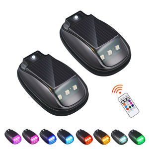 Solar Car Roof Top RGB Flashing Light Wireless Remote Control LED Cab Marker Strobe Warning Lamp No Wiring Required Weatherproof Exterior Accessories For Semi Trucks