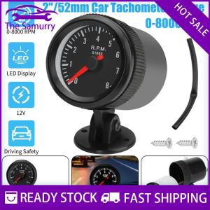 Samurry ✨Hot Sale✨ 2 52mm Car Meter Tachometer RPM Gauge 0-8000RPM Analog Black Case With White LED For 1-8 Cylinders Gasoline Car