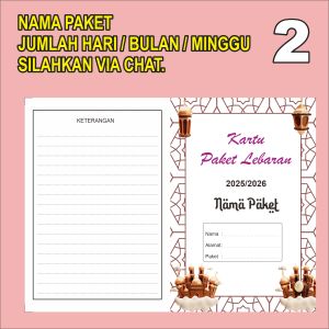 ISI 10 CUSTOM Kartu Paket Lebaran model Lipat untuk  Harian /  Mingguan / bulanan custom.nama parcel