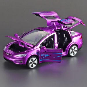 【WJ】1:32 Simulation Tesla modelX alloy car model door opening acousto-optic childrens toys