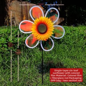 FZIPUA PVC Sunflower Windmill Diameter 28/30cm Multistyles Rotating Sunflower Garden Yard Wind Spinner Outdoor Party Picnic Decor