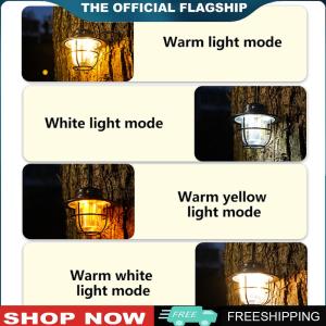 【New Arrival】 LED Camping Lantern Vintage 200LM Atmosphere Lamp Stepless Dimming Type-C USB Rechargeable for Hiking Fishing Emergency