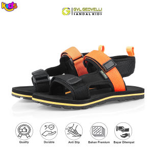 Gvl Geovelli Adventure | Sandal Gunung Anak Laki Laki Sol karet Size 31-37 Model Gunung Pendaki