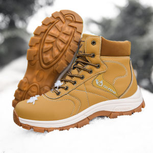 YCAMEL 2023 Men Boots Winter Man Shoes Outdoor Ankle Boots Men Snow Boots Plush Keep Warm Waterproof non-slip Men Footwear Lace-Up Casual  Plus Size 46 47 48