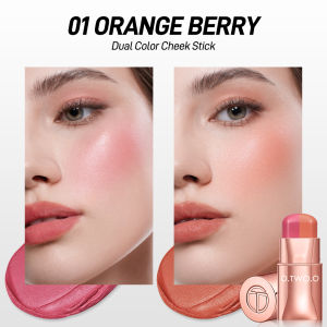 O.TWO.O Haute Dual Color Silky-Soft 2 In 1 Cheek & Lip Stick Anti Air Blush On Glowing Tahan Lama