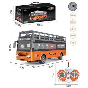 【WJ】Kids Electric toy car four-way remote control car single-layer double-layer sightseeing bus openable tourist bus toy car