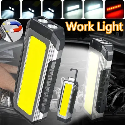 COB Work Light LED Flashlight USB Rechargeable Touch Light Power Bank Portable Camping Lamp Lantern with Magnet Outdoor Waterproof