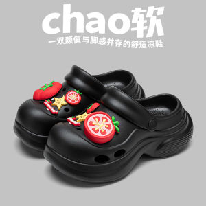 [Free Shipping] WomenS New Style Thick-Soled Height-Increasing Cute Closed-Toe Half-Slipper Sandals Fashionable Garden Shoes Beach Sandals