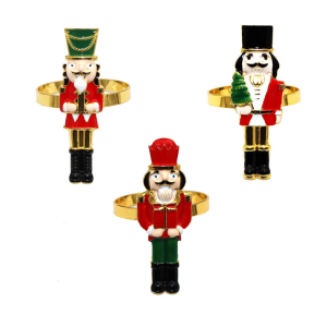 Christmas Nutcrackers Napkin Rings Alloy Metal Table Decors Elegant Alloy Napkin Holders For Holiday Dinner Parties
