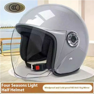 Electric Motorcycle Helmet Motor Car Scooter Bike Men Woman Open Face Half Helmet Anti-UV Safety Hat Bicycle Cap With Goggles