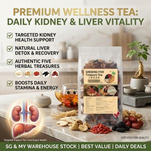 Ginseng Five Treasure Tea Kidney Care Liver Care Herbal Tea Men Health Boost Energy Replenish Detox Wellness Supplement