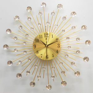 50CM 3D Iron Act Wall Clock Wrought Iron Timepiece Silver/Gold Colors Star-studded