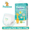 Penbose Diaper 50pcs Pull-up Pants disposable Diaper Tape Large Size Medium XL XXL XXXL【DAVAO】. 